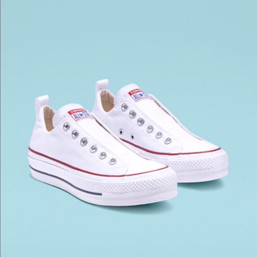 Chuck Tailor Converse All White Platform slip ons